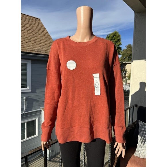 Time and Tru Pullover Sweater Womens Size M Relaxed Fit Orange Dolman NWT - Picture 1 of 6